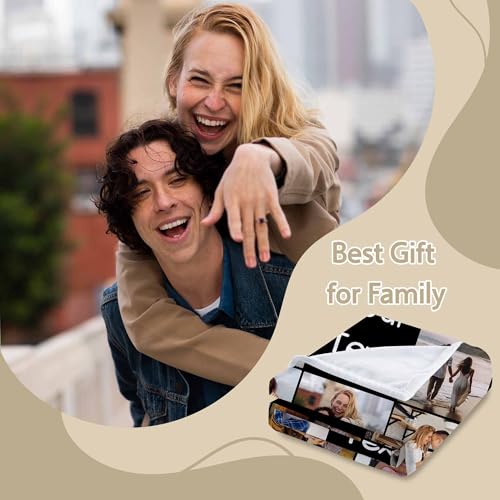 Personalized 10 Photos Family Blanket, Custom Mom/Dad/Girlfriend/Boyfriend/Couple/Best Friend/Sister Blanket, Custom Photo Throw Blanket, Black, 60"x80" - color: Style 1
