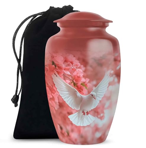 Yatskia Cherry Blossoms Dove Large Memorial Urns for Human Ashes Adult Mom and Dad, Decorative Urn for Adult Ashes, (Classic Large, 10 Inch) - color: #3 Pink, size: 10 Inch Large Urn