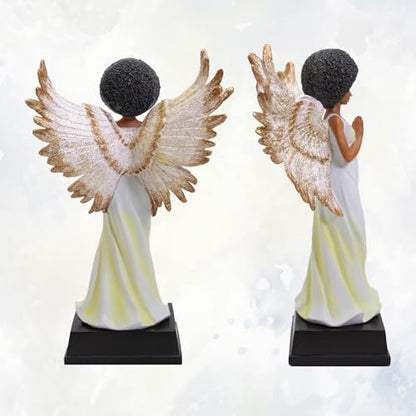 African American Expressions Golden Angel Figurine – Black Angel Home Décor Resin Statue, Thoughtful Spiritual Collectible – Christian Gift for Mom - style: Golden Angel
