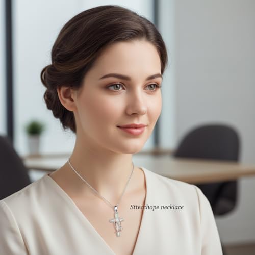Necklace for Women 18K White Gold Plated Breast Cancer/Stethoscope Cross/Miscarriage Pendant Necklace Jewelry Gifts for Women - style: Nurse Cross