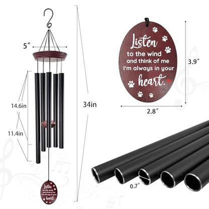 Pet Memorial Wind Chimes for Loss of Dog - Sympathy Windchimes with Deep Tone 5 Tuned Tubes, Loss of Pet Sympathy Gift, Dog Passing Remembrance Gifts, Outside Garden Decor - size: 1