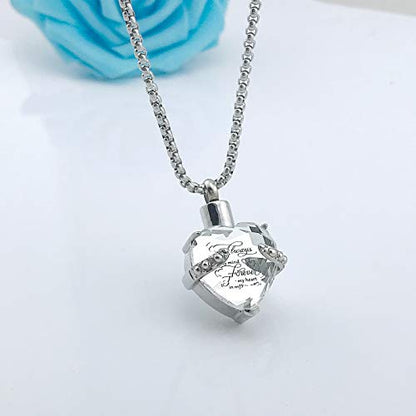 YOUFENG Birthstones Heart Cremation Pendant Urn Necklaces for Ashes Urns for Human Ashes Memorial Locket Keepsake Ashes Jewelry with Fill Kit - style: April-birthstones
