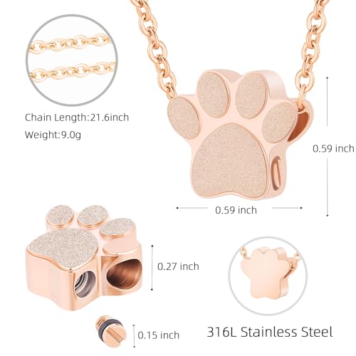 Pet Cremation Jewelry for Ashes Pendant Pet Urns For Dogs/Cats Urn Ashes Pendant Paw Print Urn Necklace with Mini Keepsake Memorial Ash Jewelry - color: Customize