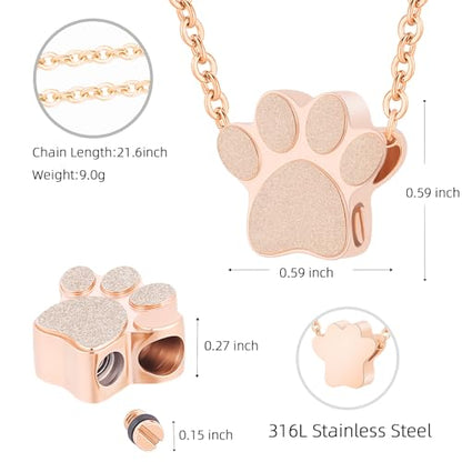 Pet Cremation Jewelry for Ashes Pendant Pet Urns For Dogs/Cats Urn Ashes Pendant Paw Print Urn Necklace with Mini Keepsake Memorial Ash Jewelry - color: Customize