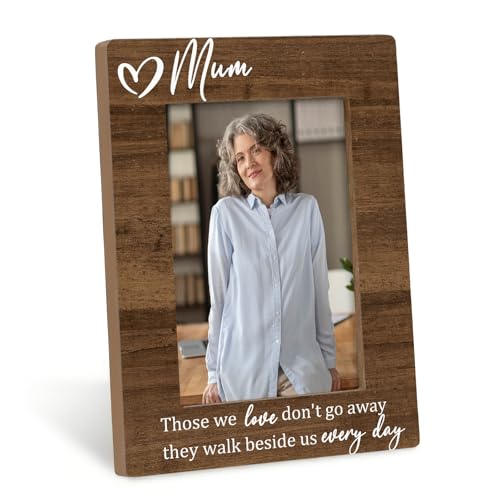 Mum Memorial Gifts Picture Frame 4x6, In Memory of Mum Wooden Photo Frame, Memorial Gifts for Loss of Mom, They Walk Beside us Every Day Picture Photo Frames Decor for Desk Table Room - color: color-10