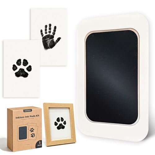 Inkless Paw Print Kit for Dogs, Cats & Babies-Clean Touch Mess-Free Paw & Handprint Impression Keepsake-Memorial Gifts for Pet Lovers & New Moms-1 Inkless Pad&Natural Wooden Frame - color: Natural Wood Frame，1-Pack