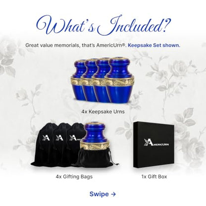 Only Keepsake Urn - Parent (Blue & Gold, Keepsakes Set of 4) - color: Blue & Gold, size: Keepsakes Set of 4