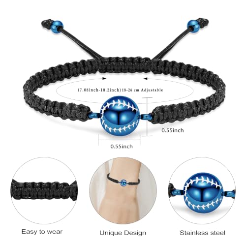 Hearbeingt Baseball Urn Bracelet for Ashes Cremation Jewelry for Women Men - color: Blue