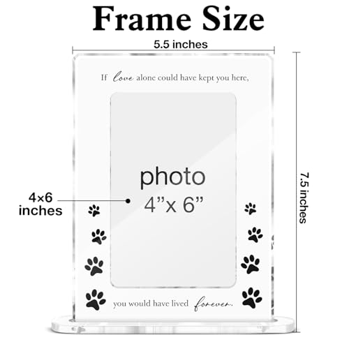 Memorial Pet Picture Frame Sympathy Condolence Gifts Remembrance Bereavement Gifts for Loss of Cat Dog Pet Acrylic Picture Frames 4 x 6 Inch Photo - color: Sympathy Pet