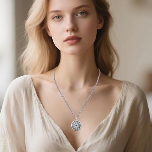Aniu S925 Sterling Silver Urn Necklace Cremation Jewelry for Ashes - color: Compass - B