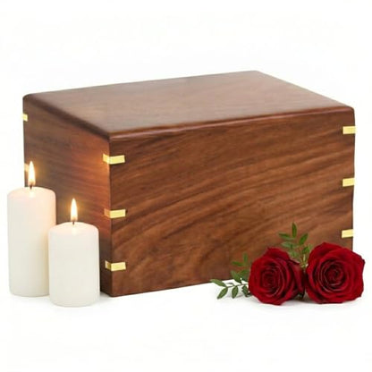 Wooden Cross Carved Rosewood Cremation Urn for Human Ashes (Brown Bottom Opening) - color: Brown Bottom Opening