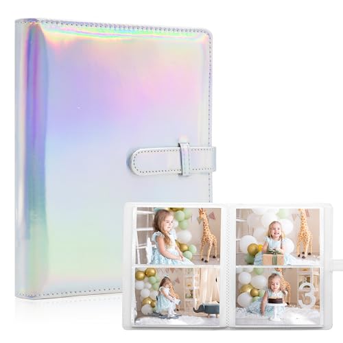 Photo Albums 4x6 Pictures – 152 Pockets Vegan Leather Cover Memory Album Book, Suitable for Family Wedding Boys Girls and Babies Storage (Magic Silver) - color: Magic Silver