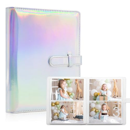 Photo Albums 4x6 Pictures – 152 Pockets Vegan Leather Cover Memory Album Book, Suitable for Family Wedding Boys Girls and Babies Storage (Magic Silver) - color: Magic Silver
