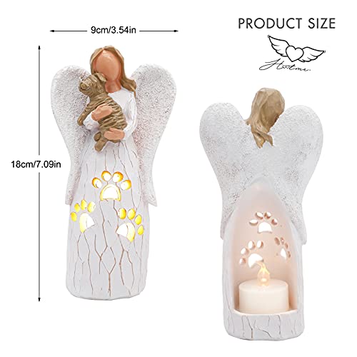 BEARAE Loss of Dog Sympathy Gift, Dog Memorial Gifts, Pet Loss Candle Holder Figurine Statue, Dogs Passing Away Remembrance Gifts, Puppy Angel Figurine Bereavement for Pet Owners - color: White #1