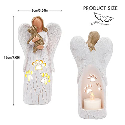 BEARAE Loss of Dog Sympathy Gift, Dog Memorial Gifts, Pet Loss Candle Holder Figurine Statue, Dogs Passing Away Remembrance Gifts, Puppy Angel Figurine Bereavement for Pet Owners - color: White #1