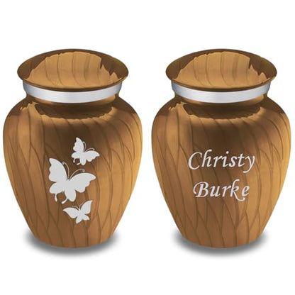 Keepsake Embrace Custom Engraved Butterflies Cremation Urn (Pearl Gold) - color: Pearl Gold