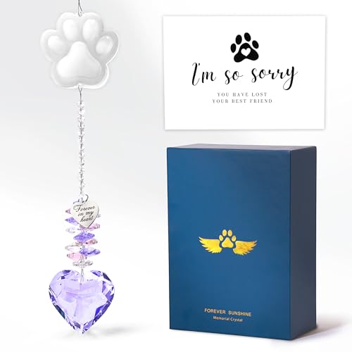 Pet Memorial Suncatcher, Dog Memorial Gifts, Pet Loss, Pet Sympathy, Thoughtful Dogs and Cats Remembrance, Bereavement Gifts - Purple - color: Purple