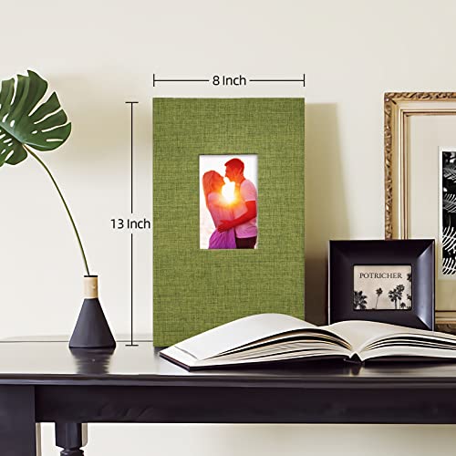 potricher Linen Photo Album for 4x6 Inch Photos, 300 Pockets, Green | Linen Cover, Small Capacity 4x6 Picture Albums with Horizontal Pockets, 4x6 Photo Book for Family, Wedding, Baby, Anniversary - color: Green