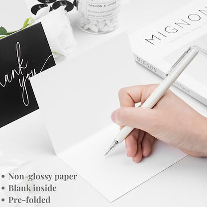 Thank You Cards with Envelopes - Bulk Pack of 100 Black Thank You Card | 4" x 6" Thank You Cards and Stickers, For Business, Baby Shower, Wedding, Small Business, Graduation, Bridal Shower, Funeral - color: Black