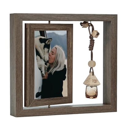 Pet Memorial Photo Frame 4x6, Loss of Cat Dog Sympathy Gifts for Friend Condolence Keepsake with Pet Hair/Ashes Remembrance Glass Bottle & Gift Box
