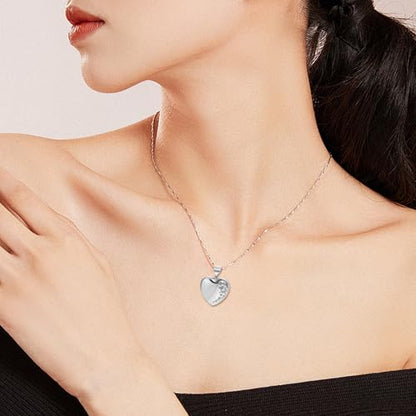 Heart Locket Necklace for Women Butterfly Necklace Holds Pictures Memorial Jewelry Birthday Mother's Day for Women - color: Silver