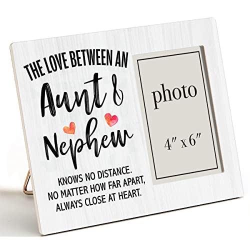 Zauly Aunt Wooden Picture Frame Gift from Nephew | Love Between Aunt & Nephew Knows No Dsitance Wood Photo Frame Gifts, Tabletop & Wall Mounting, 4X6 Inch Photo - color: Aunt