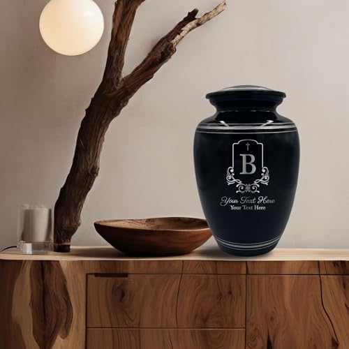 Custom Extra Large Human Cremation Urn Traditional Style Metal Urn For Ashes and Remains- Headstone Shape 2 - Polished Silver Rim - color: Headstone Shape 2, size: Polished Silver Rim