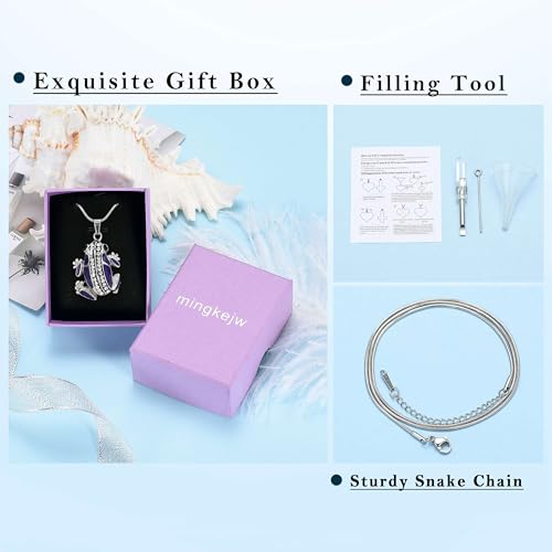 Frog Urn Necklace for Ashes Animals Cremation Jewelry Stainlee Steel Memorial Necklaces Keepsake Jewelry Ashe Holder Pendant for Human Ashes with Filling Kits - color: Purple