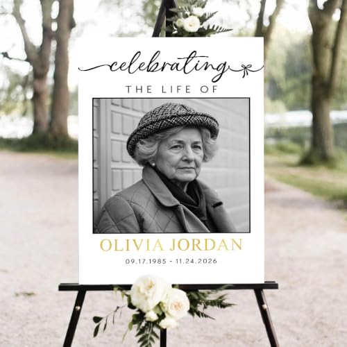 Personalized Funeral Welcome Yard Sign, Celebration of Life Decoration with Photo, Custom Memorial Display for Outdoor Ceremony, Elegant Tribute Keepsake for Family, Friends and Loved Ones #5 - color: Version #5