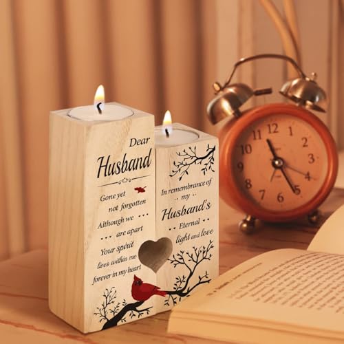 SteadStyle Memorial Gifts for Loss of Husband, Cardinal Candlestick Holders - style: Husband