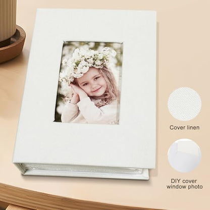 Photo Album 4x6 100 Pockets, Linen Cover Top Loader Vertical, Slip-in Picture White Pockets Albums for Wedding, Family, Anniversary, Baby, Vacation - color: White, size: 100 Pockets