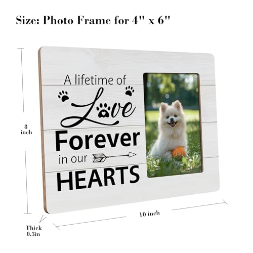 Pet Memorial Gifts Picture Frame, Dog Passing Away Sympathy Gift for Loss of Dogs, A Lifetime of Love Forever in Our Hearts Frames Fits 4x6 Photo - color: White
