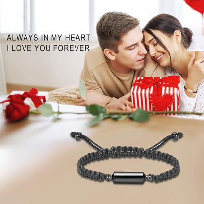 Oinsi Lava Rock Bracelet With Tube Memorial Urn Jewelry For Ashes Of Loved Ones Keepsake Cremation Bracelet Women Men Adjustable Length - color: Black (Rope)