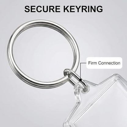 UPSTORE 50Pcs Clear Acrylic Photo Keyrings Picture Keychain Rectangle Blank Picture Frame Keyring Insert Personalized Keychain