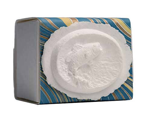 Earth Memorials The Favorite Place Burial Biodegradable Urn for Human Ashes - Small Fish Urn Box for Water Burial - R-205 - color: Fish on Blue Ocean Swirl Paper, size: Small, 80 Cubic Inches 5”L x 4”W x 4”H