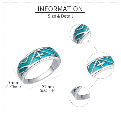 ONEFINITY Turquoise Rings S925 Sterling Silver Turquoise Ring Jewelry Gift For Women Men - size: 10, style: Cross