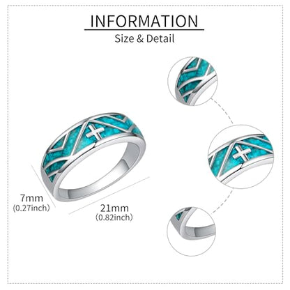 ONEFINITY Turquoise Rings S925 Sterling Silver Turquoise Ring Jewelry Gift For Women Men - size: 10, style: Cross