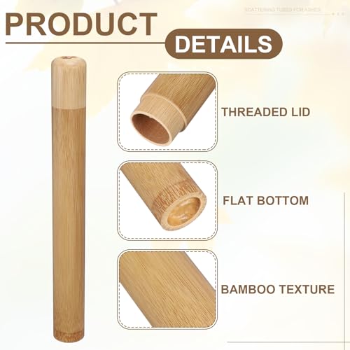 uxcell 4pcs Bamboo Scattering Urn, 9.1" x 1" Small Cremation Tube with Lid Mini Keepsake Brown for Male Female Pet Dog Brown - size: 9.1" x 1"