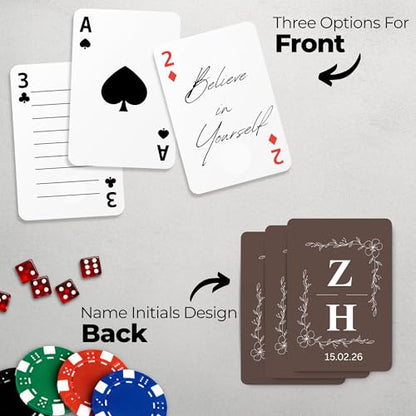 Personalized Deck of Playing Cards - Custom Monogram with Name Initials - Wedding, Anniversary, Party & Event Favors – Guest Book Alternative - Style 1 - color: Back Monogram - Style 1