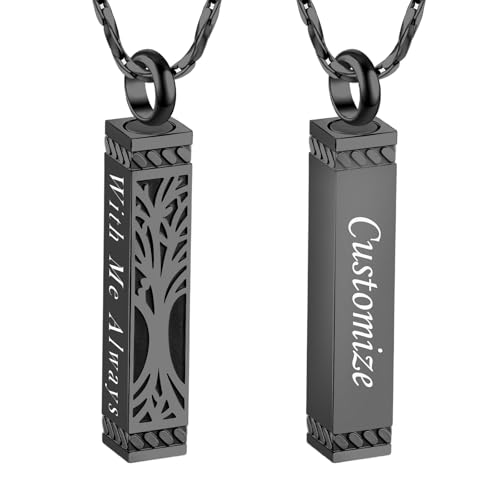 Tree of Life Urn Necklace For Ashes Memorial Bar Cremation Jewelry with Keepsake Urn Memorial Ash Jewelry For Women Men - color: Customize