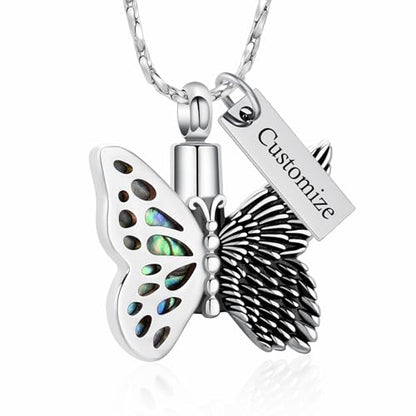 Imrsanl Butterfly Urn Necklace for Ashes Angel Wing Cremation Jewelry Keepsake Funeral Memorial Pendant Gifts of Loss Loved Ones for Women - color: Customize 2
