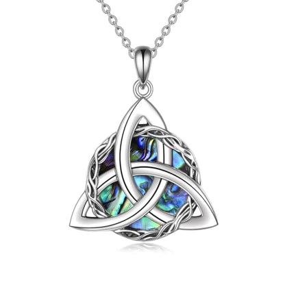 WINNICACA Celtic Knot Necklace 925 Sterling Silver Celtic Pendant Irish Urn Necklace Jewelry Birthday Anniversary Valentine's Day Gifts for Her Women Wife Girlfriend Daughter - style: 1-Celtic Knot Necklace(Abalone)