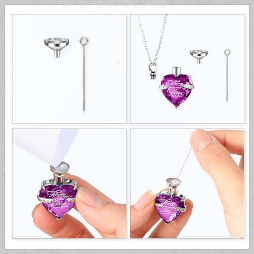 Shimeyao Set of 8 Small Urns for Human Ashes Cremation Urns Keepsake Ash Holders Family Tree Memorial Heart Locket Waterproof for Adults Women Men Loved Ones(Purple) - color: Purple