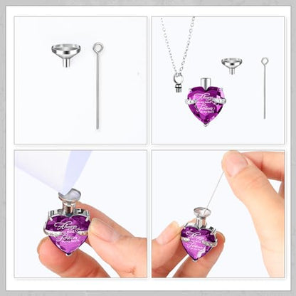 Shimeyao Set of 8 Small Urns for Human Ashes Cremation Urns Keepsake Ash Holders Family Tree Memorial Heart Locket Waterproof for Adults Women Men Loved Ones(Purple) - color: Purple