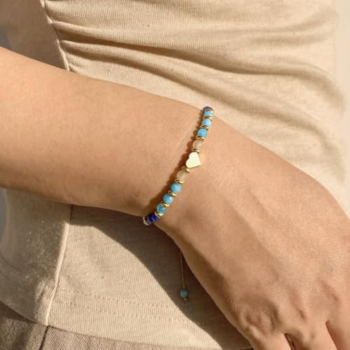 yupoxiu Natural Stone Bracelets - Inspirational Birthday Gifts for Women | Thinking of You & Get Well Soon Gifts for Women, Unique Jewelry Gift for Friend, Sister, Her - style: I-Blue Aventurine & you're