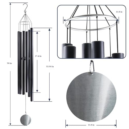 ASTARIN 90 Inch Wind Chimes for Outside with Precision Tuned - size: 90“-Black