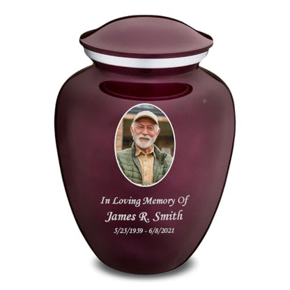 Geturns Embrace Adult Personalized Picture Cremation Urns for Human Ashes I Large Photo Cherry Purple Funeral Urn for Men and Women I 200 lbs - color: Cherry Purple