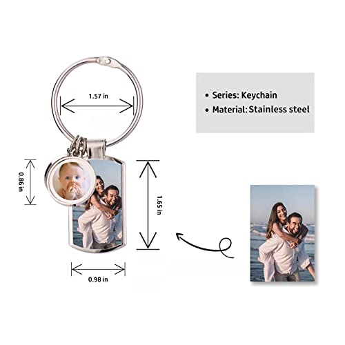 Double Sided Custom Keychain With Picture Alloy Color Printing Personalized Photo Keychain Customizable Text Gifts - color: C-4 Photo