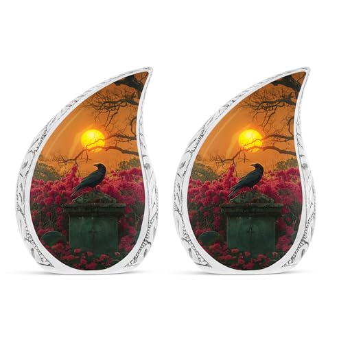 Guardian of The Twilight Garden - Teardrop Small Urn for Ashes Keepsake - Keepsake Urn for Men - Cremation Urn for Adult Memories - Decorative Urn - Urn for Ashes Adult Women, 3 Inch, 2Pcs - size: Keepsake-2
