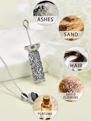 TOUPOP Tree of Life Cremation Jewelry Urn Necklace for Ashes for Women Men 925 Sterling Silver Cylinder Urn Pendant Necklaces for Human Ashes of Loved Ones Keepsake Memorial Gifts - style: 2-Hummingbird